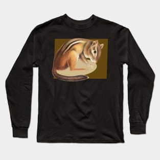 chipmunk on a brown backcolor Long Sleeve T-Shirt